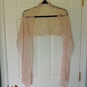 Sheer Baby Pink With Butterflies Shawl
